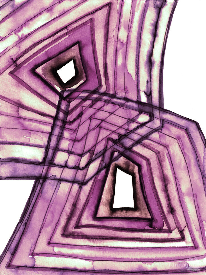 ALTERED GEOMETRY 1 PLUM PURPLE GEOMETRIC WATERCOLOR