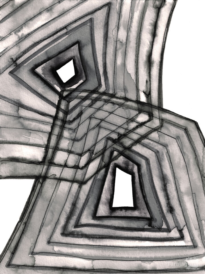 ALTERED GEOMETRY 1 GREYSCALE NEUTRAL GEOMETRIC WATERCOLOR