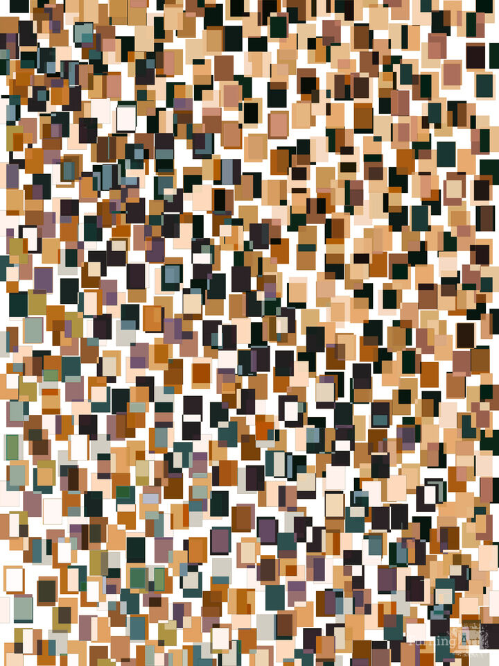 CITY SQUARES 5 WARM RETRO GEOMETRIC ABSTRACT PATTERN