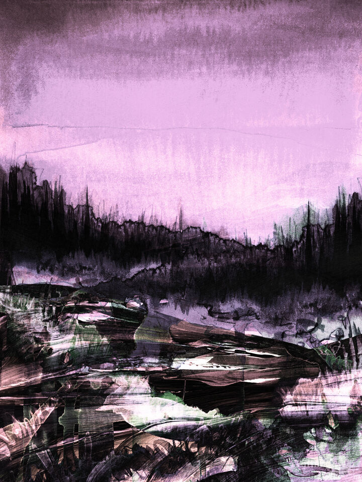 IN THE WILD 2 MUTED FOREST LANDSCAPE PAINTING