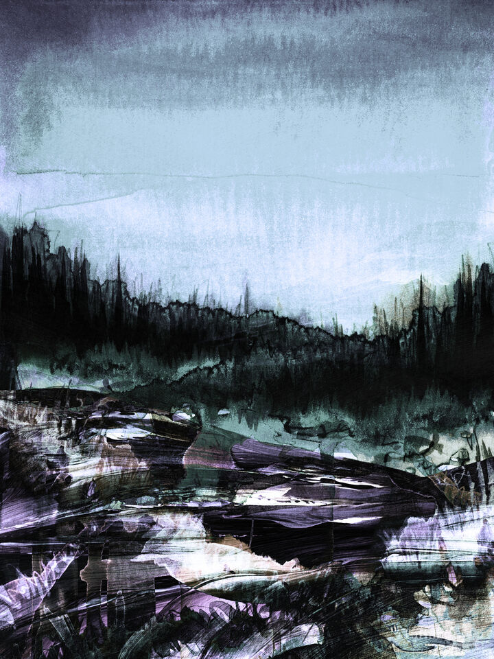 IN THE WILD 4 MUTED FOREST LANDSCAPE PAINTING