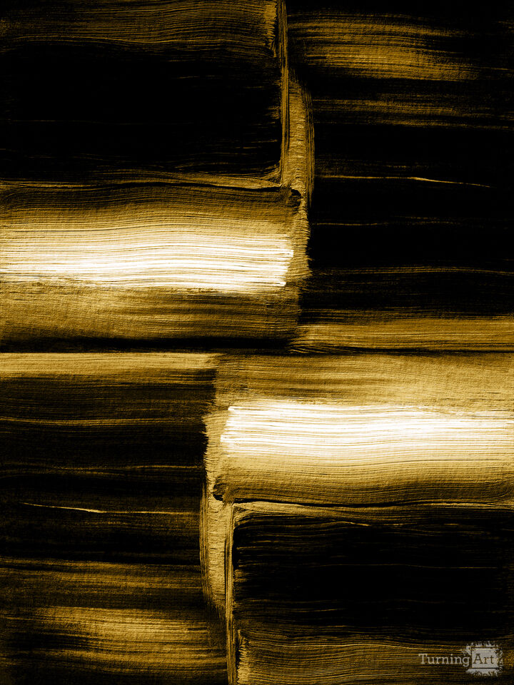 TIED UP 6 OCHRE GOLD BLACK ABSTRACT BRUSHSTROKES PAINTING