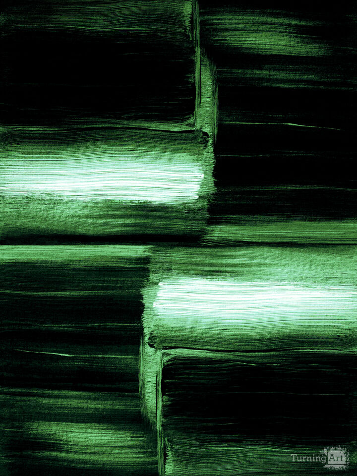 TIED UP 7 KELLY GREEN BLACK ABSTRACT BRUSHSTROKES PAINTING