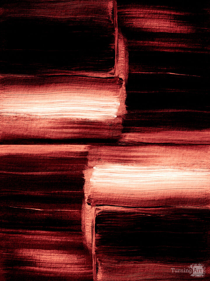 TIED UP 9 VERMILLION RED BLACK ABSTRACT BRUSHSTROKES PAINTING