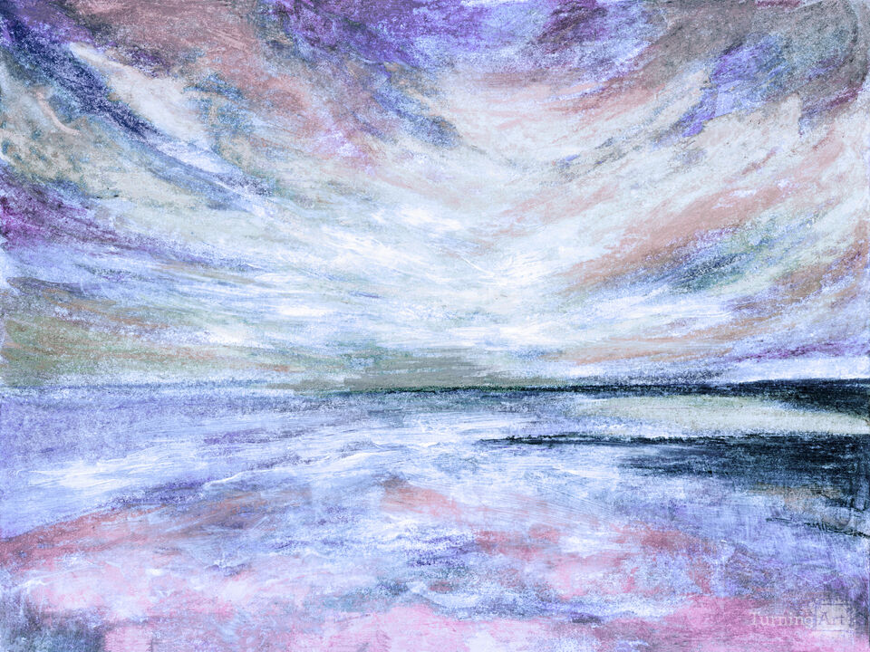 WINDSWEPT 1 MUTED - ABSTRACT SKY COASTAL SEASCAPE PAINTING