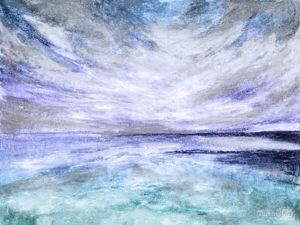 WINDSWEPT 7 MUTED - ABSTRACT SKY COASTAL SEASCAPE PAINTING