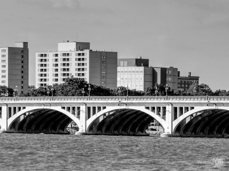 MacArthur Bridge Detroit Michigan Grayscale