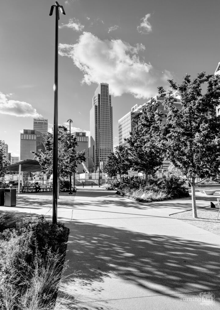 Omaha City View From Gene Leahy Grayscale