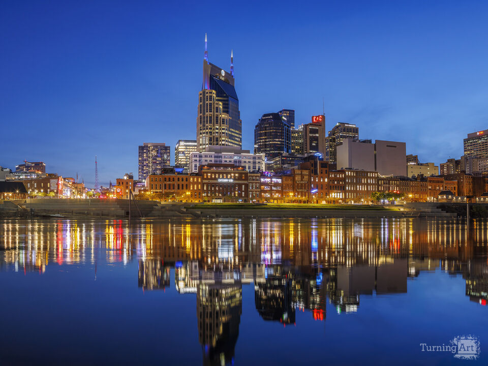 Nashville Skyline Reflection Panoramic