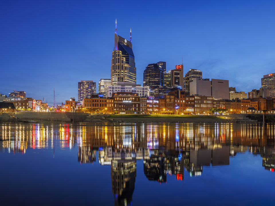 Nashville Skyline Reflection Panoramic