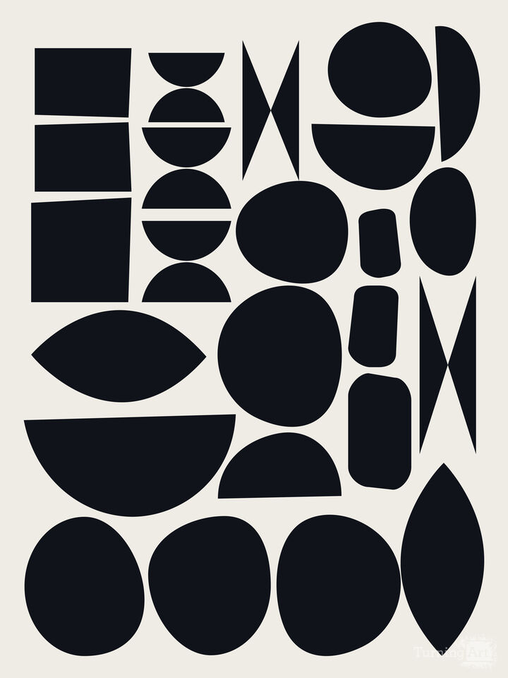 Bold Abstract Composition Black Organic Shapes