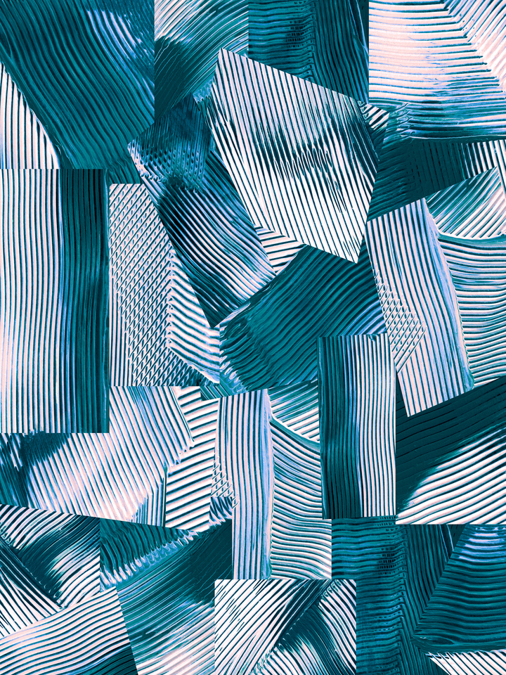 FLOW & FLUX 1 TEAL BLUE, COLORFUL ABSTRACT BRUSHSTROKES PAINTING