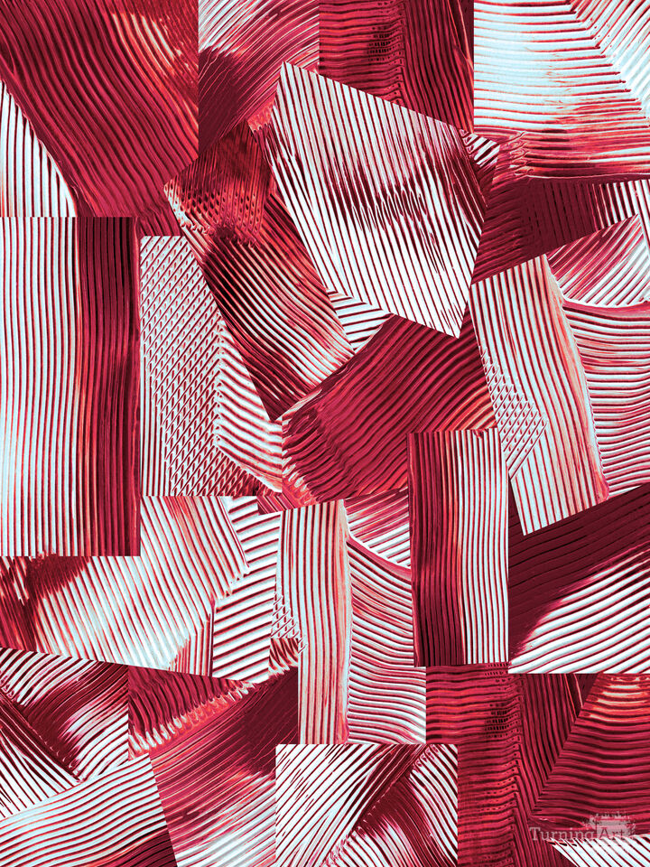 FLOW & FLUX 5 CRIMSON RED, COLORFUL ABSTRACT BRUSHSTROKES PAINTING