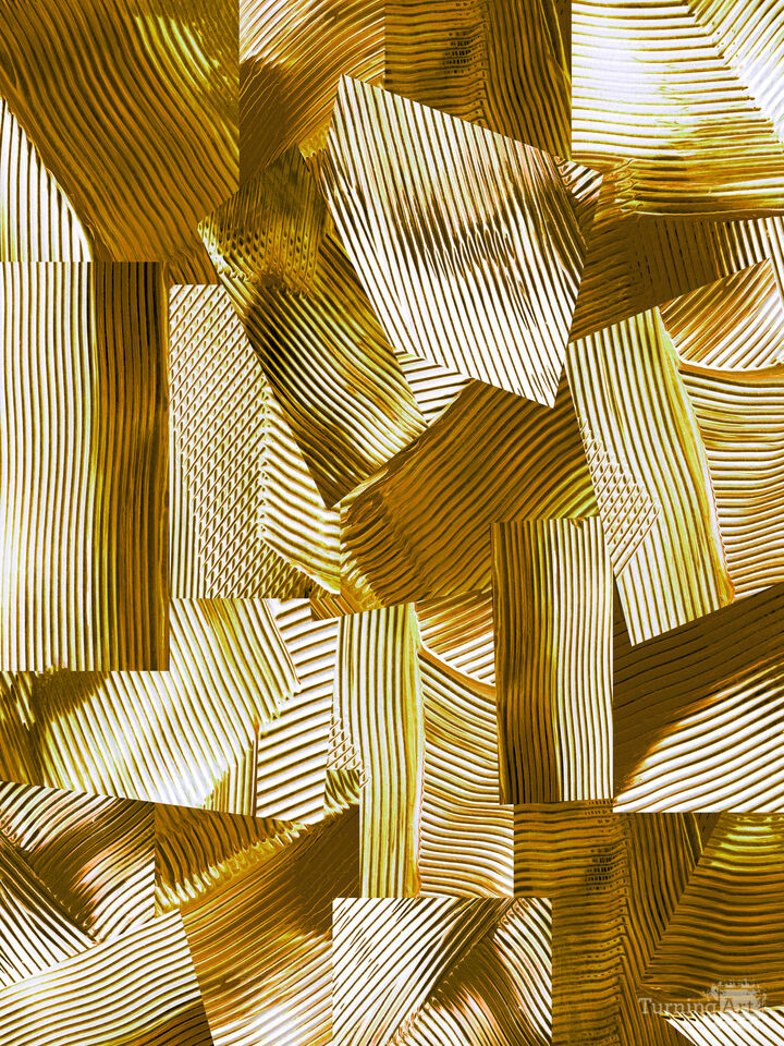 FLOW & FLUX 9 OCHRE YELLOW, COLORFUL ABSTRACT BRUSHSTROKES PAINTING