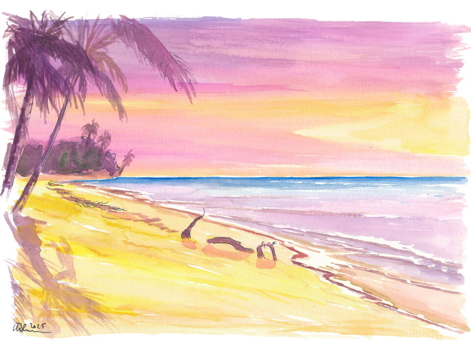 Tranquil Shores of Wallis Futuna at Sunset Calm