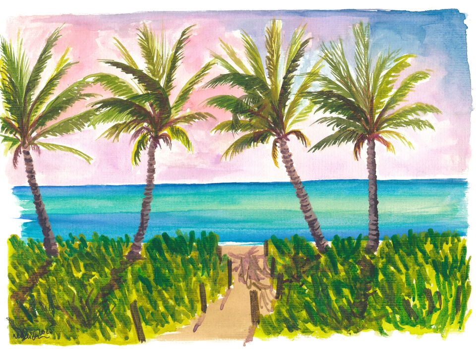 Gorgeous Seascape with Palms and Turquoise Sea