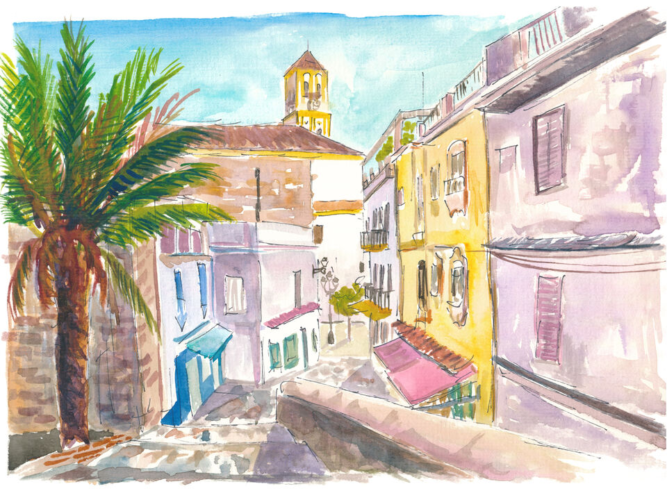 Charming Marbella Street Scene under Spanish Blue Sky
