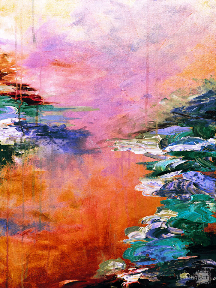 LAKEFRONT ESCAPE 1 ABSTRACT LANDSCAPE PAINTING