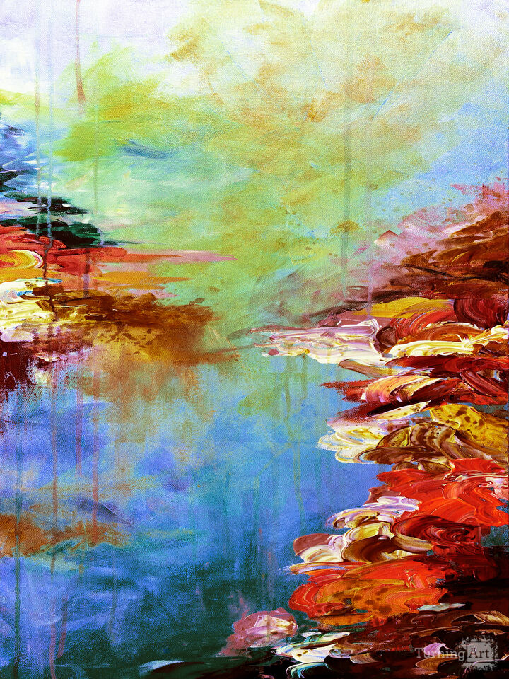 LAKEFRONT ESCAPE 3 ABSTRACT LANDSCAPE PAINTING