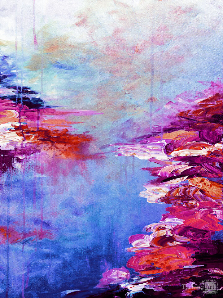 LAKEFRONT ESCAPE 4 ABSTRACT LANDSCAPE PAINTING