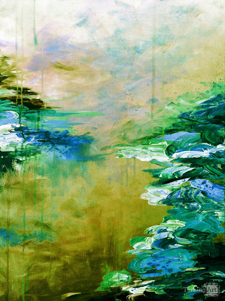 LAKEFRONT ESCAPE 7 ABSTRACT LANDSCAPE PAINTING