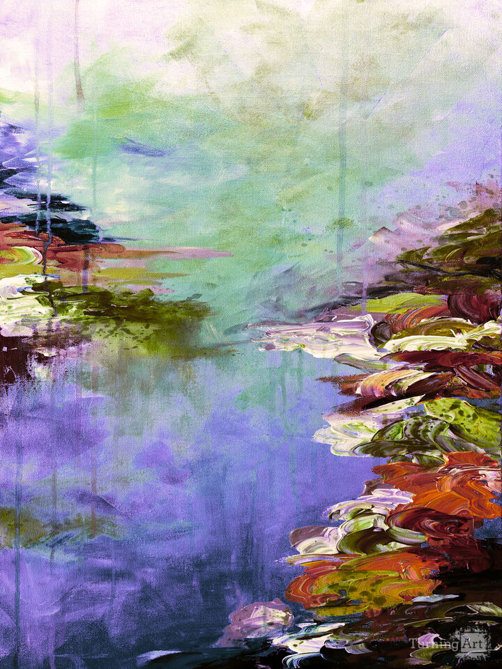 LAKEFRONT ESCAPE 9 ABSTRACT LANDSCAPE PAINTING