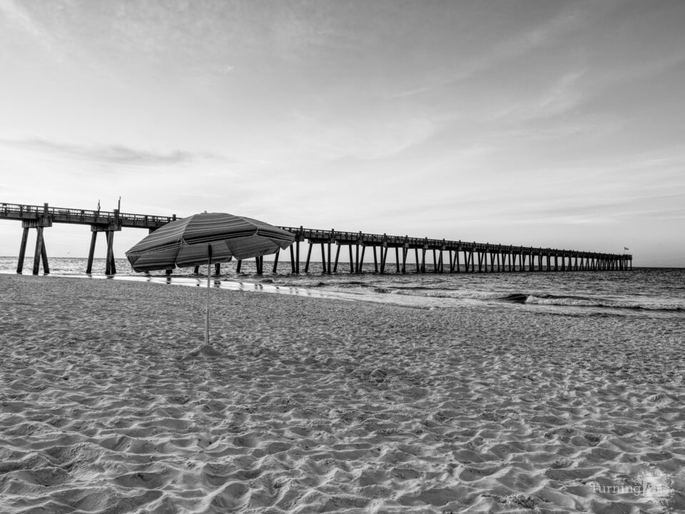 Umbrella On Pensacola Beach Grayscale