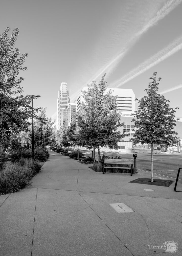 Downtown Omaha Sunday Morning Stillness Grayscale