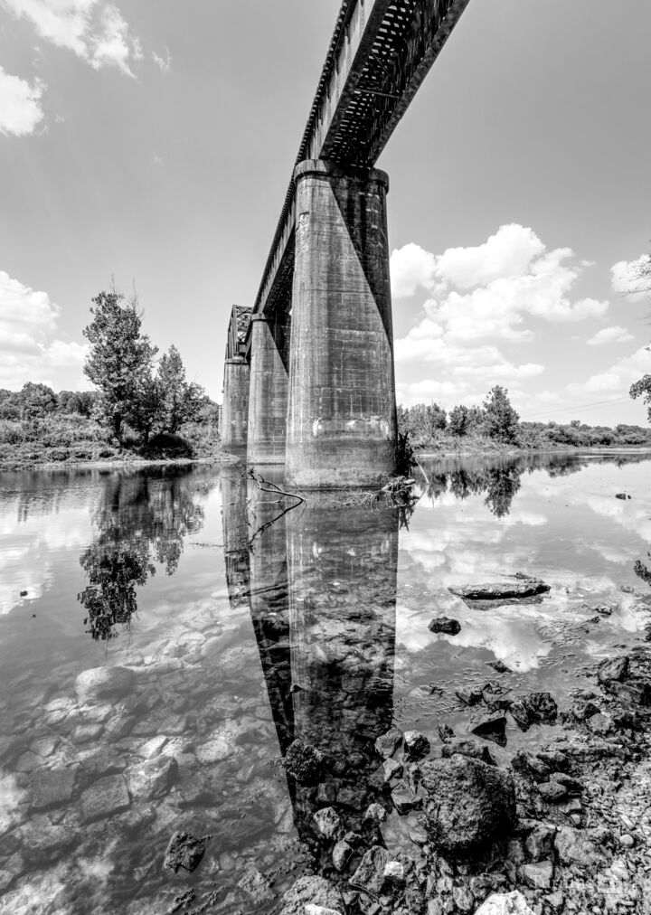 Under The Cotter Train Bridge Vertical Grayscale