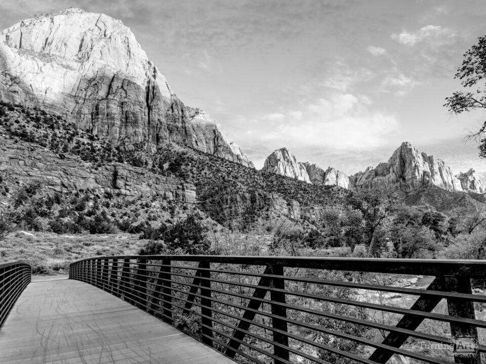 Zion Watchman Sunset View Grayscale
