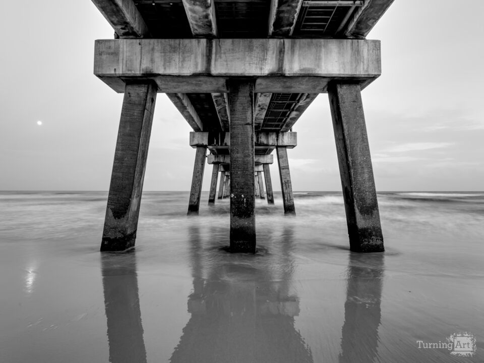 Dusk Under The Gulf State Park Pier Grayscale