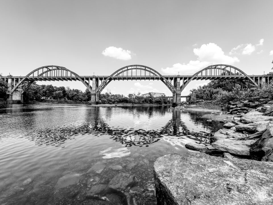 Timeless Arches Over the White River Grayscale