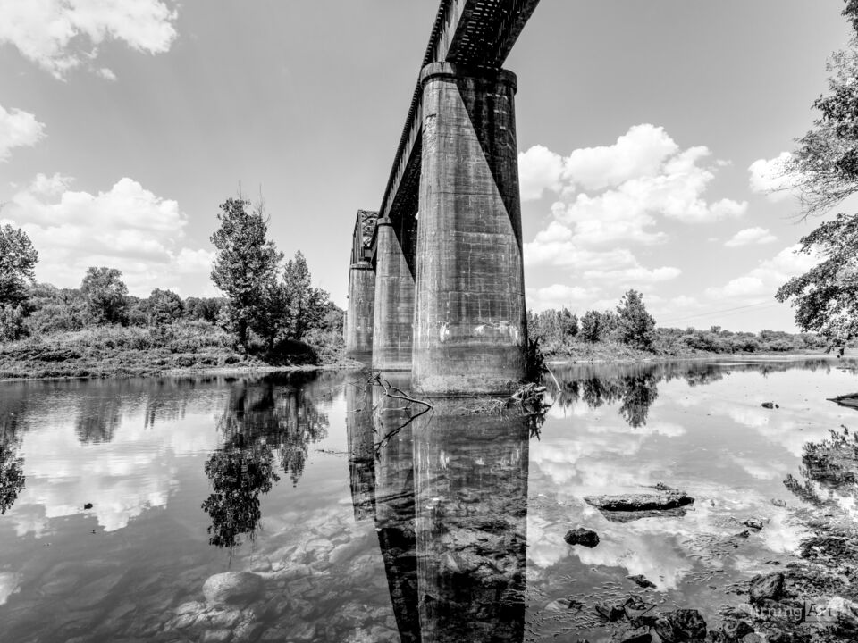 Under The Cotter Railroad Bridge Grayscale