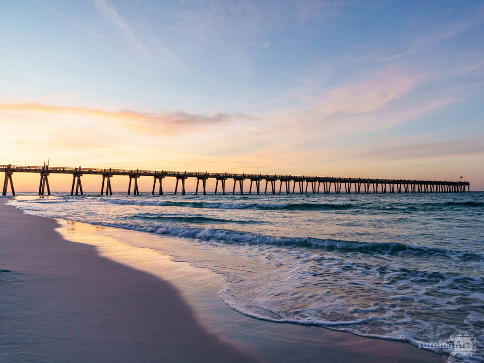 Pensacola Gulf Pier Morning Coastline Serenity