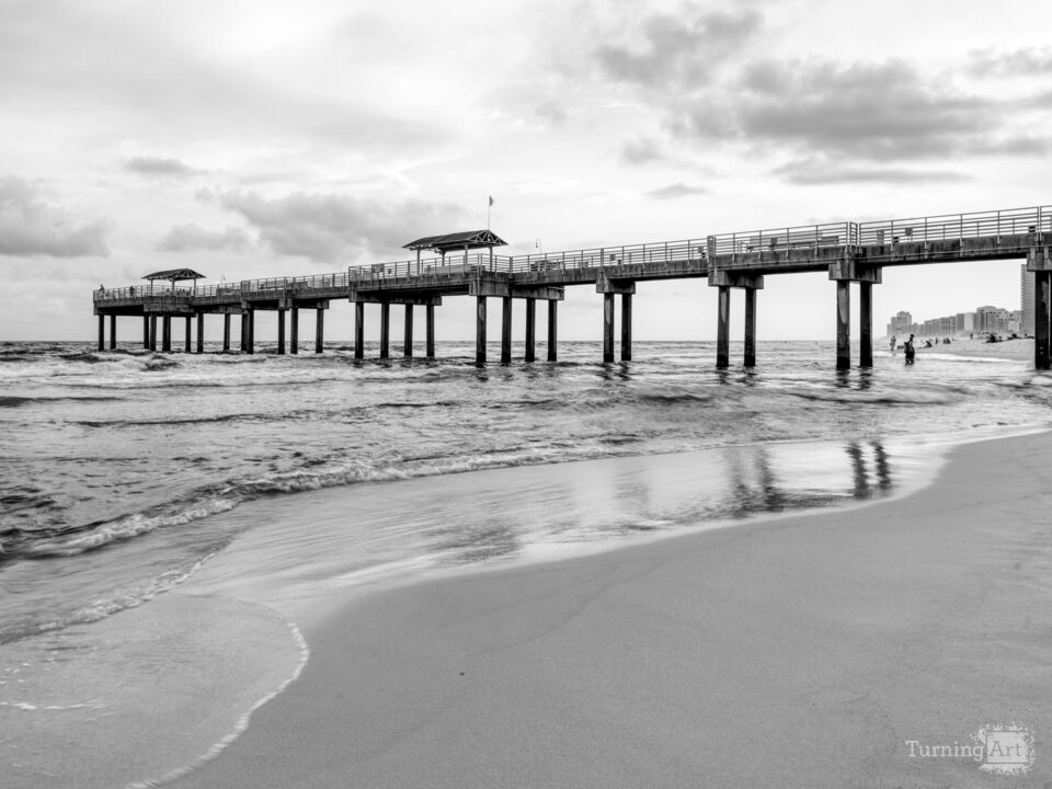 Peaceful Sunset Orange Beach Grayscale