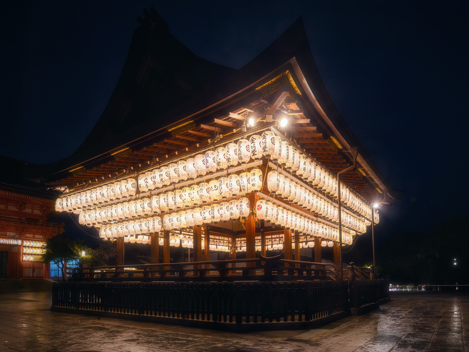 Yasaka Shrine Illuminated at Night