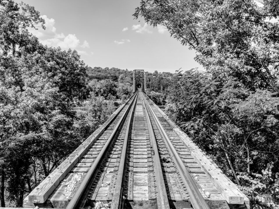 Cotter Arkansas Railroad Tracks Grayscale