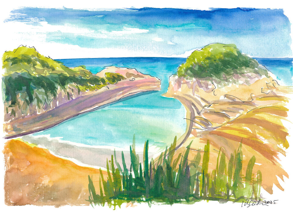 Canal d'amour at Sidari in Corfu scene