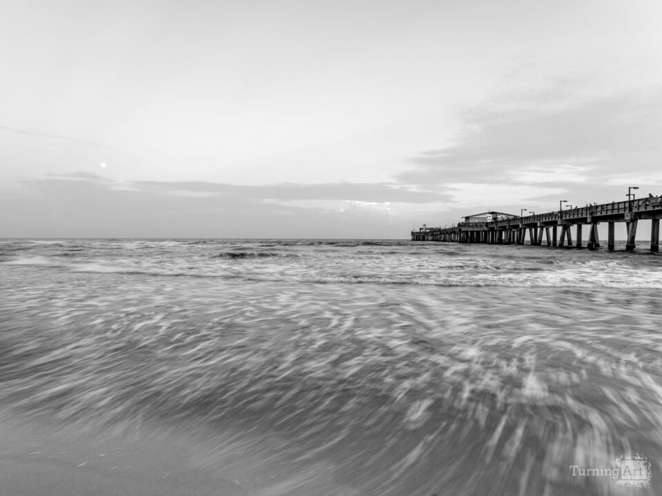 Dusk At Gulf State Park Pier Grayscale