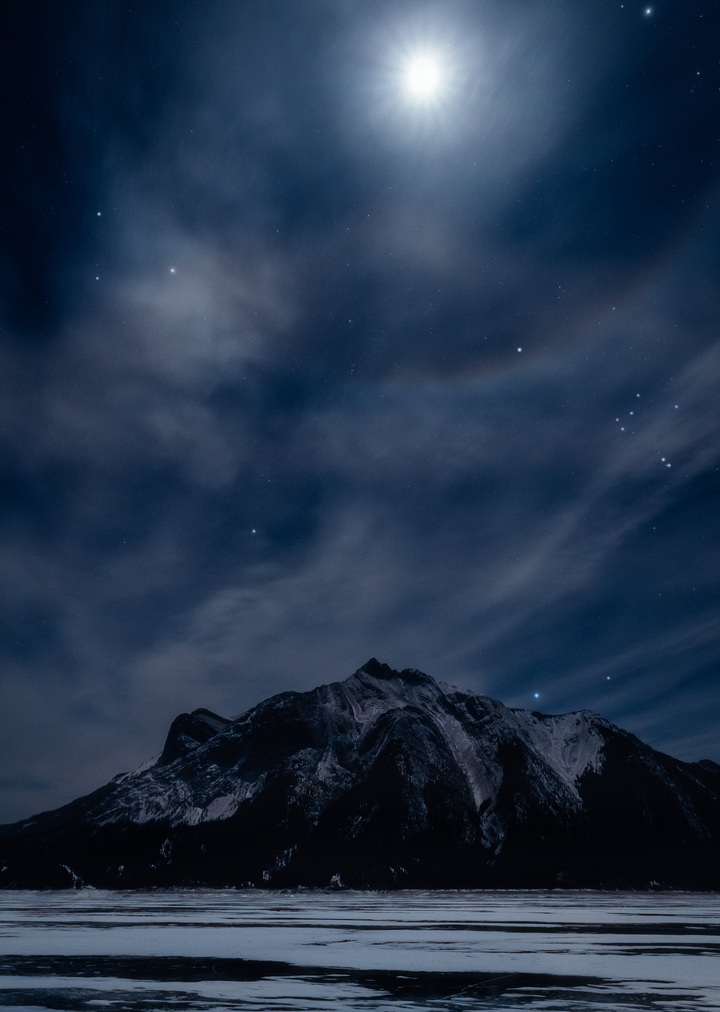 Moonlit Rocky Mountain Peaks