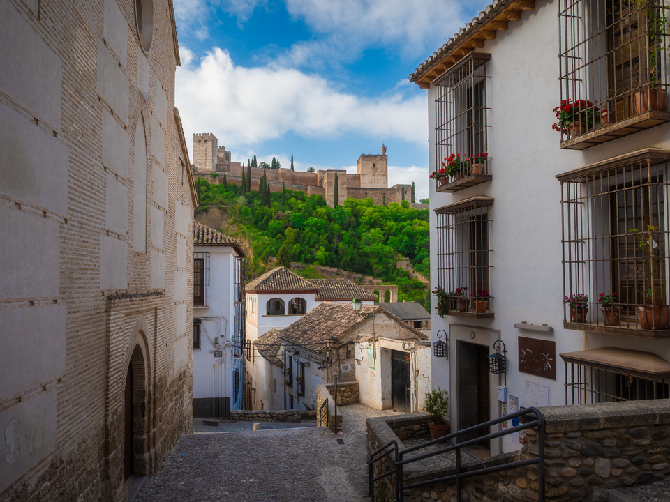 Cobbled Street with Alhambra