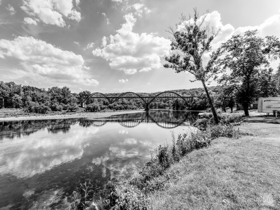 RM Ruthven Bridge Reflections Grayscale