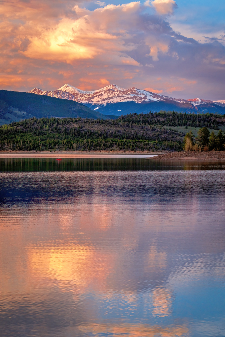 Grays and Torreys Alpenglow Over Lake Dillon