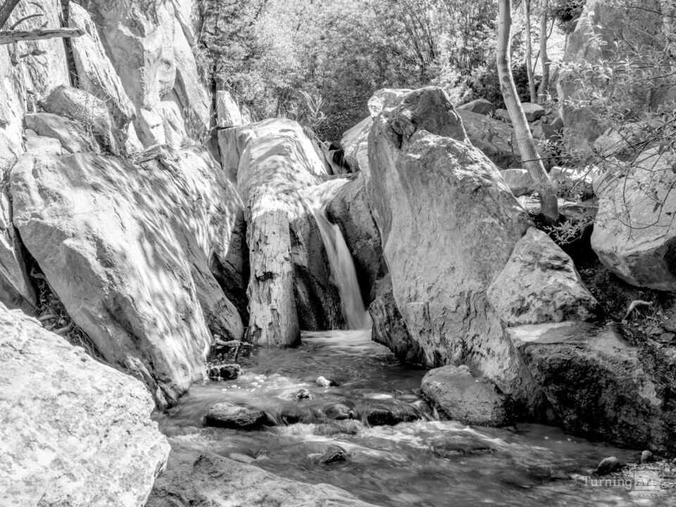 Sideways Waterfall Kanarra Falls Grayscale