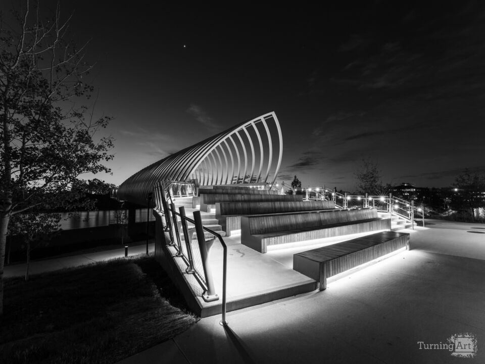 Farnam Pier At Twilight Grayscale