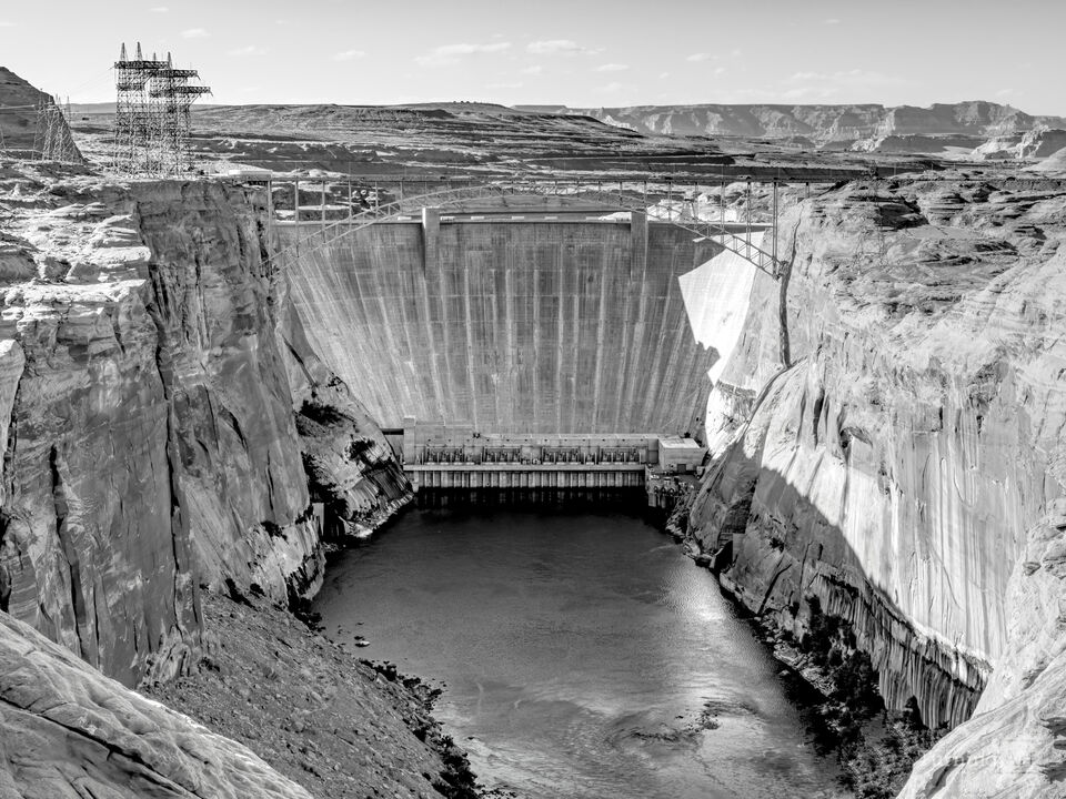 Glen Canyon Dam Arizona Grayscale
