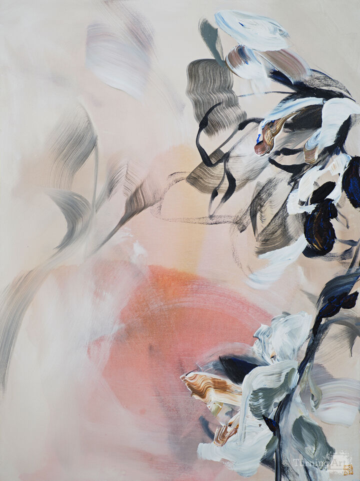 Blush, Ink and Ivory Triptych (a)