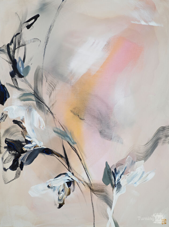 Blush, Ink and Ivory Triptych (b)