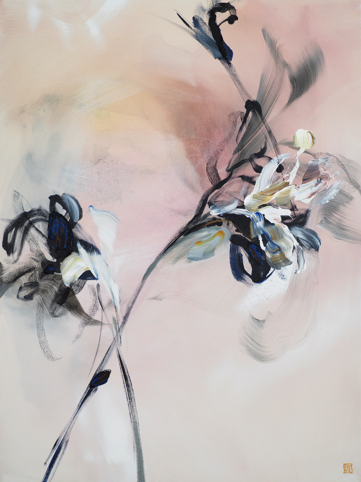 Blush, Ink and Ivory Triptych (c)