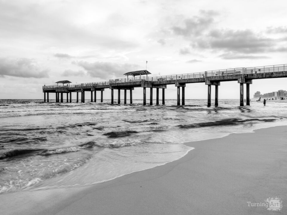 Rolling Evening Waves Orange Beach Grayscale